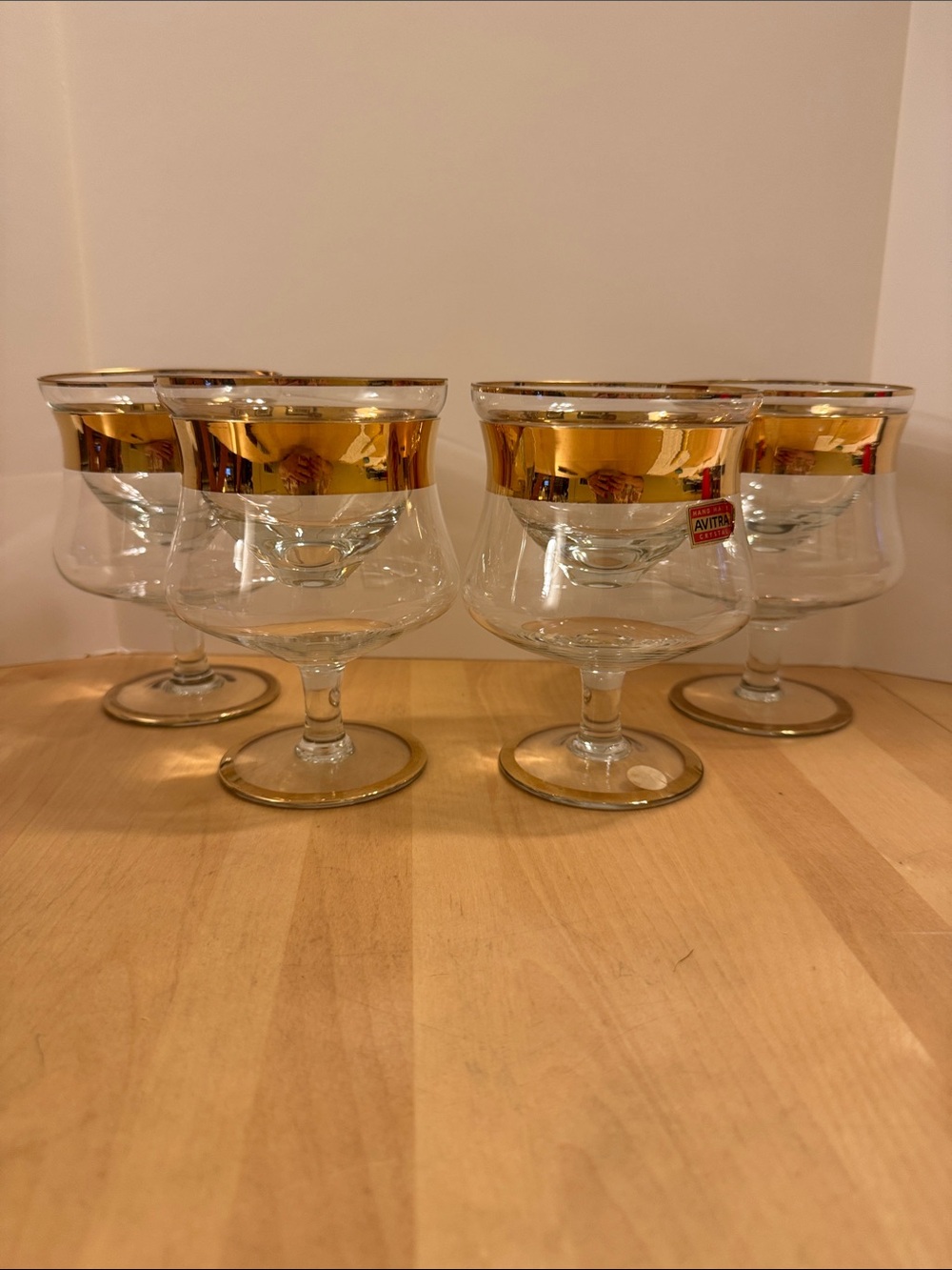 VTG Avitra MCM set of 4 shrimp cocktail/dessert glasses with gilded trims